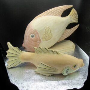 Pair of Hand carved Wooden Fish